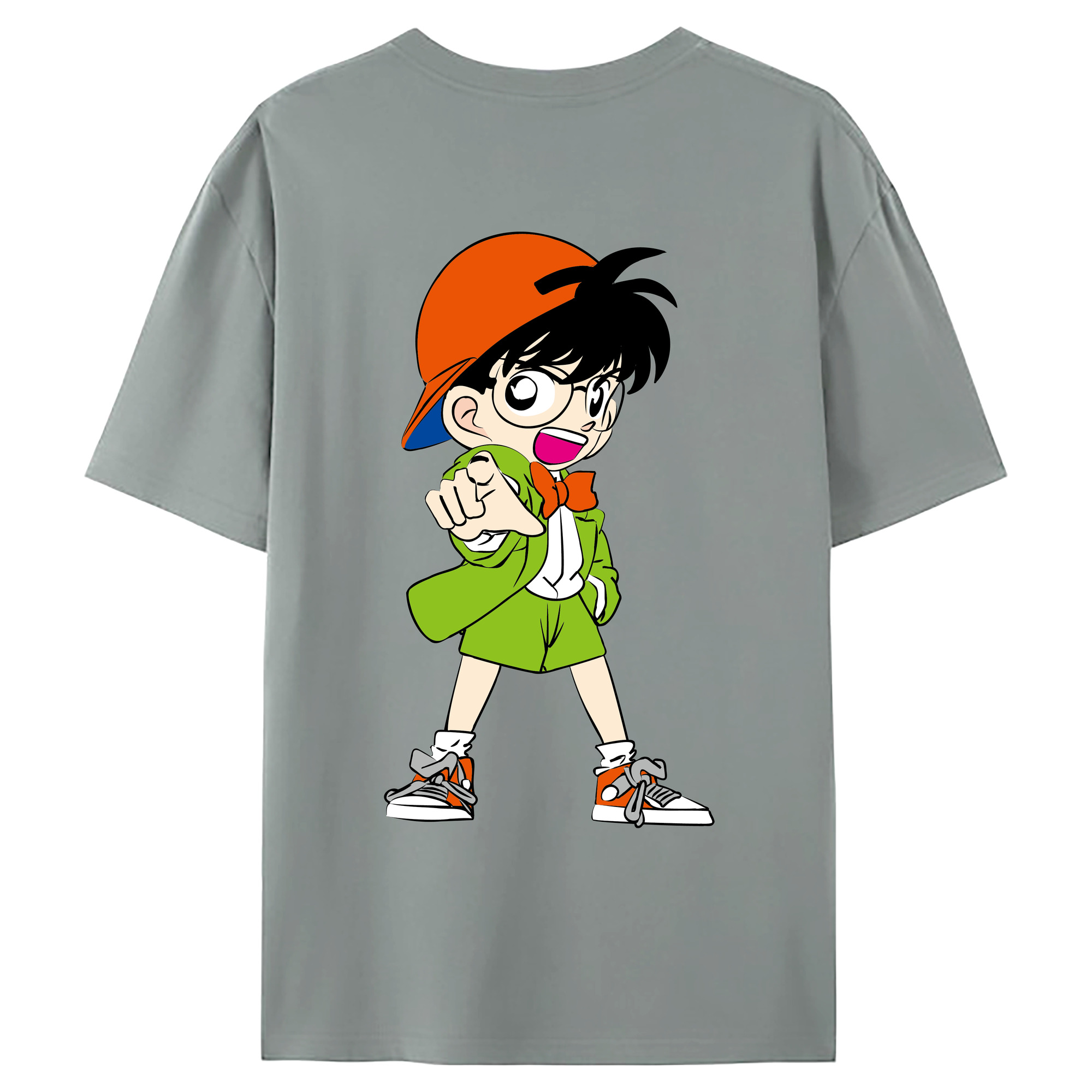 （画像用） 名探偵コナン 江戸川 コナン Detective Conan Conan Edogawa 綿100％ メンズ半袖Tシャツ（バックプリント） 通気性